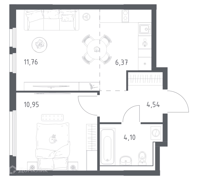 1-комнатная квартира 37.72 м² Пригород Лесное