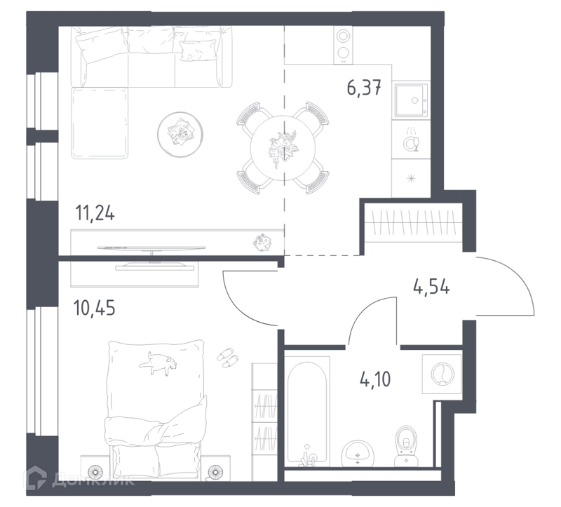 1-комнатная квартира 36.7 м² Пригород Лесное