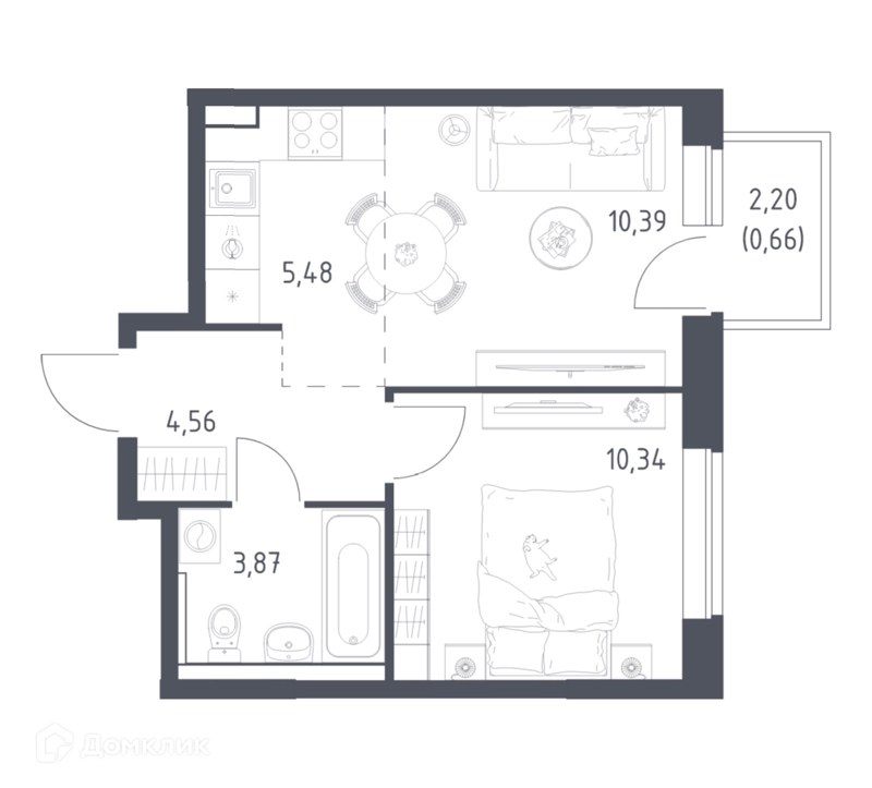 1-комнатная квартира 35.3 м² Пригород Лесное