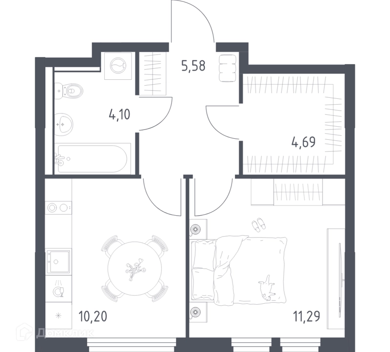 1-комнатная квартира 35.86 м² Пригород Лесное