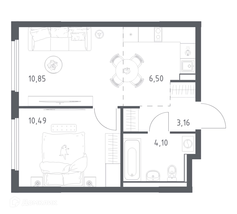 1-комнатная квартира 35.1 м² Пригород Лесное