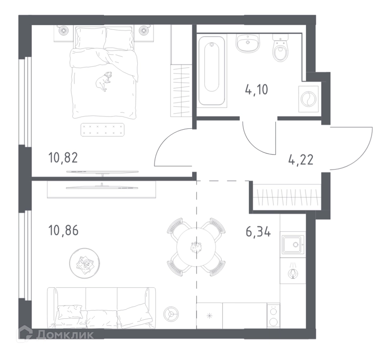1-комнатная квартира 36.34 м² Пригород Лесное