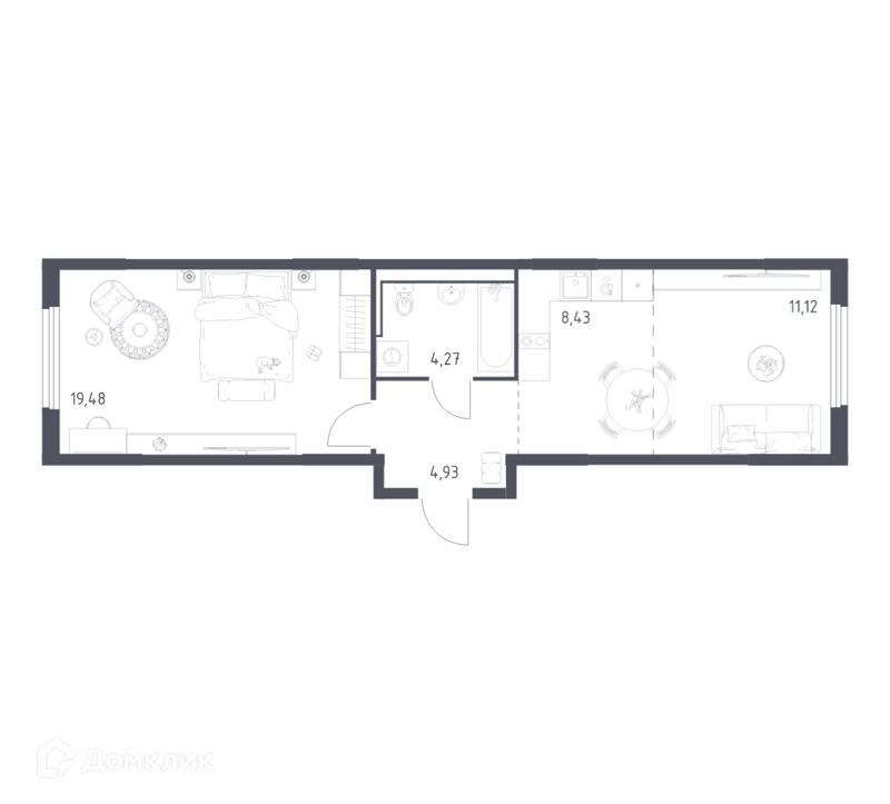1-комнатная квартира 48.23 м² Пригород Лесное