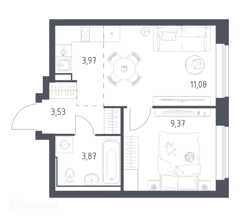 1-комнатная квартира 31.4 м² Пригород Лесное