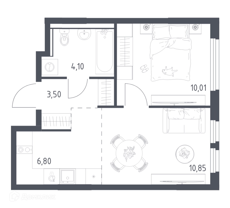 1-комнатная квартира 35.26 м² Пригород Лесное