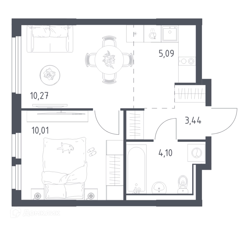 1-комнатная квартира 32.91 м² Пригород Лесное