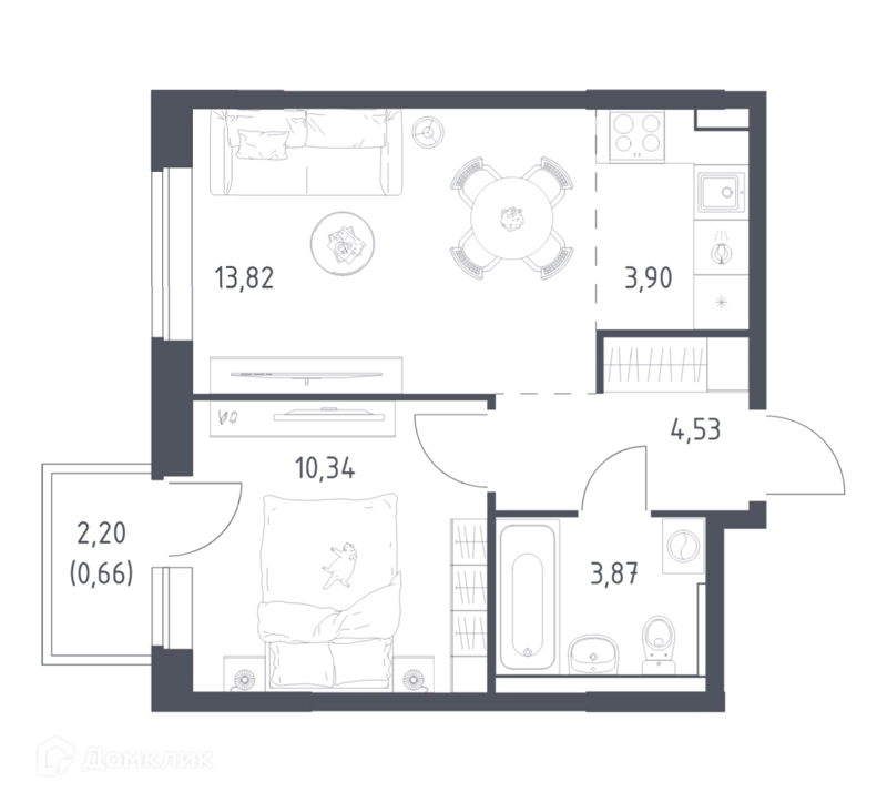 1-комнатная квартира 37.12 м² Пригород Лесное