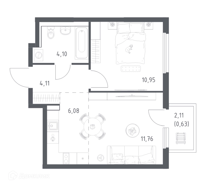 1-комнатная квартира 37.63 м² Пригород Лесное