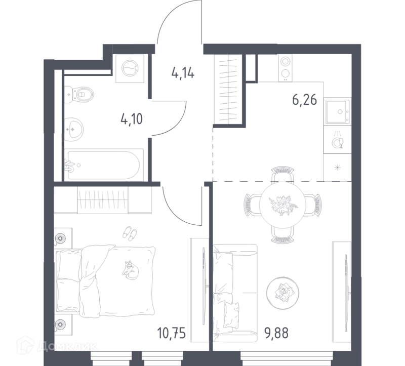 1-комнатная квартира 35.13 м² Пригород Лесное