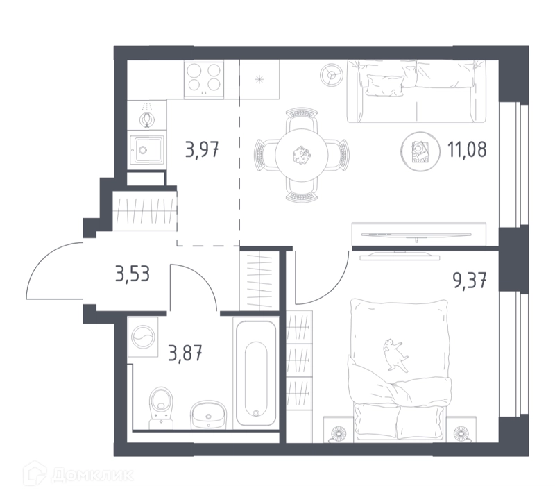 1-комнатная квартира 31.82 м² Пригород Лесное