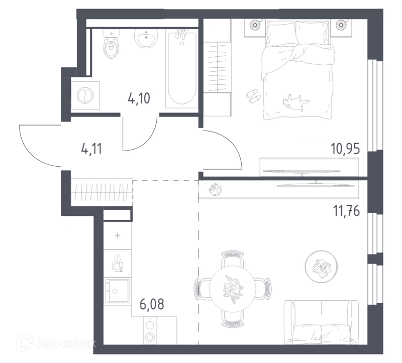 1-комнатная квартира 37 м² Пригород Лесное