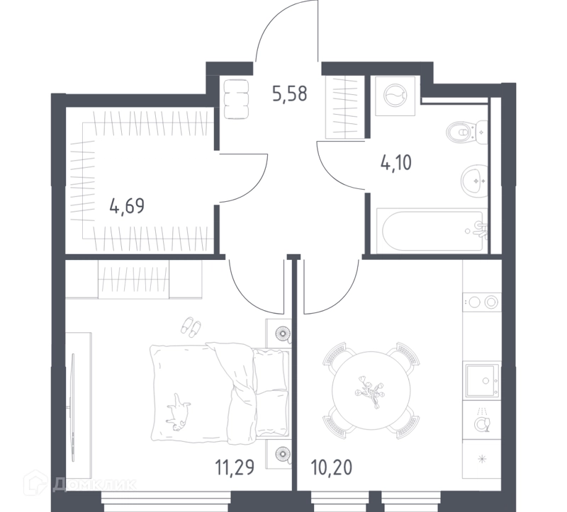 1-комнатная квартира 35.86 м² Пригород Лесное