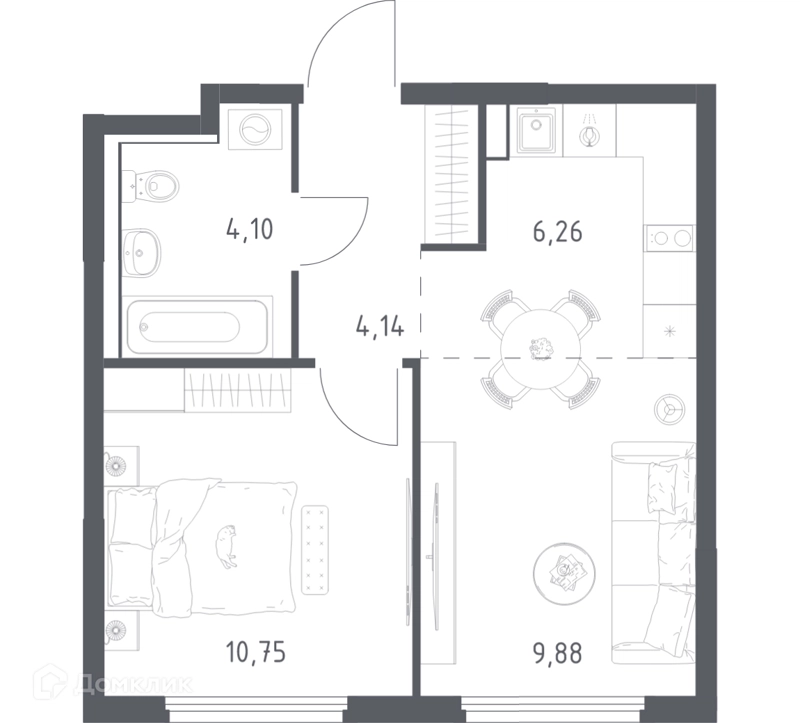 1-комнатная квартира 35.13 м² Пригород Лесное