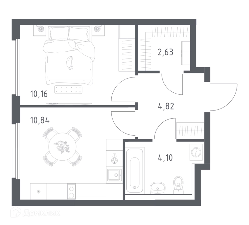 1-комнатная квартира 32.55 м² Пригород Лесное