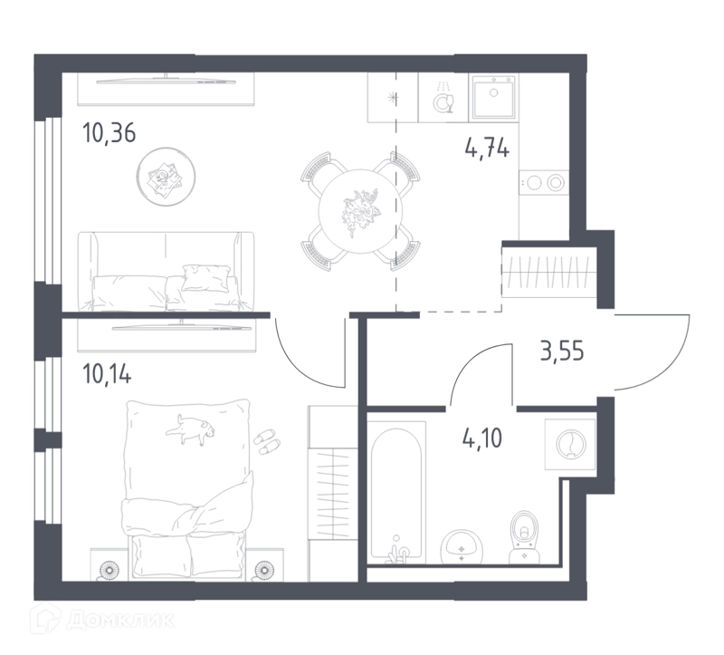 1-комнатная квартира 32.89 м² Пригород Лесное