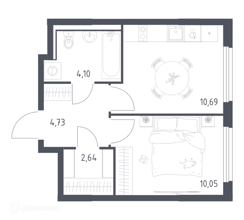 1-комнатная квартира 32.21 м² Пригород Лесное