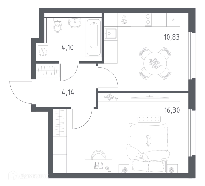 1-комнатная квартира 35.37 м² Пригород Лесное