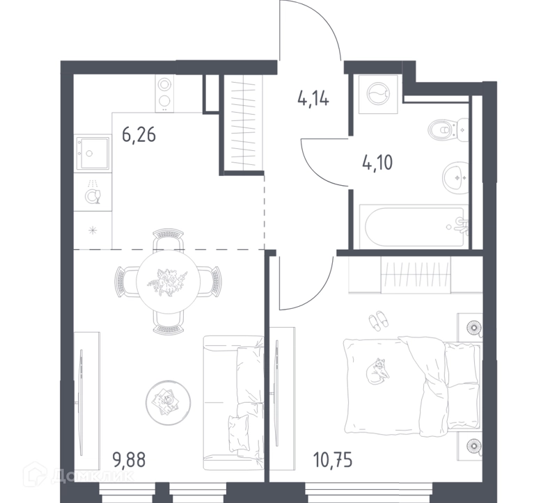 1-комнатная квартира 35.13 м² Пригород Лесное