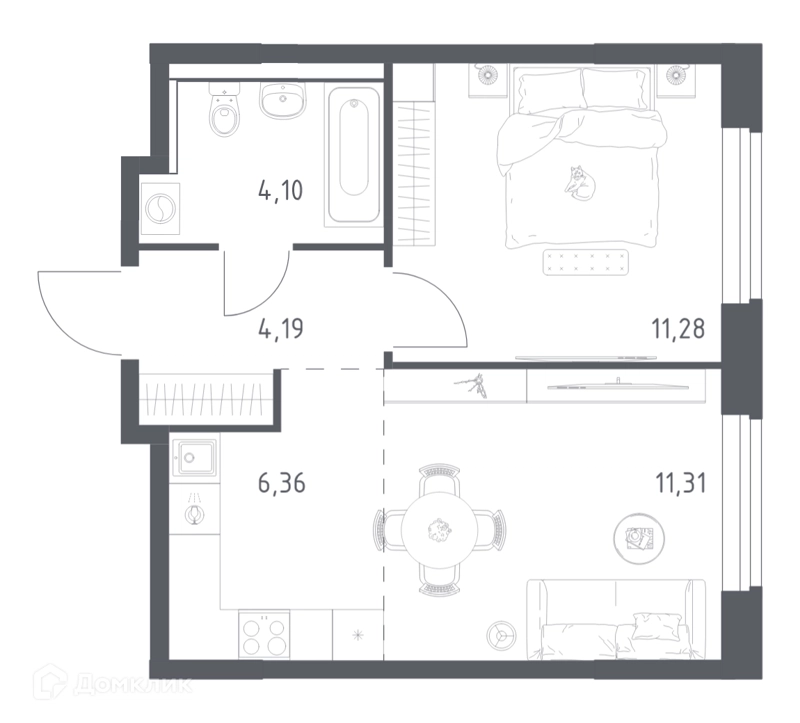 1-комнатная квартира 37.24 м² Пригород Лесное