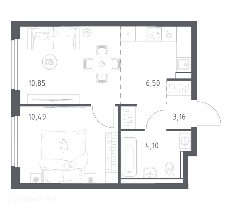 1-комнатная квартира 35.1 м² Пригород Лесное