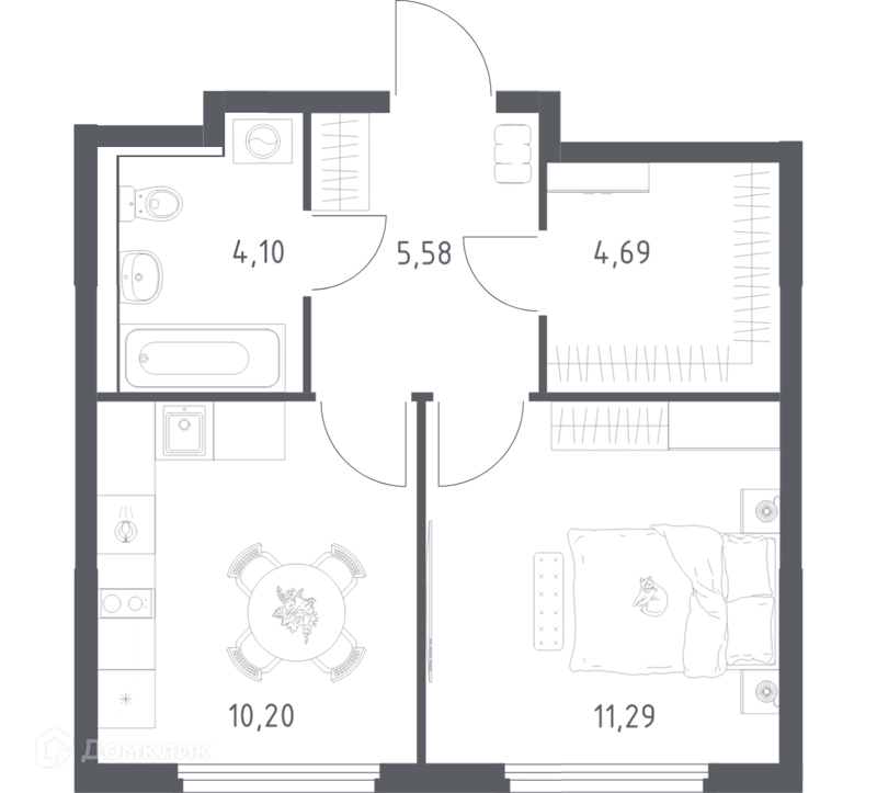 1-комнатная квартира 35.86 м² Пригород Лесное