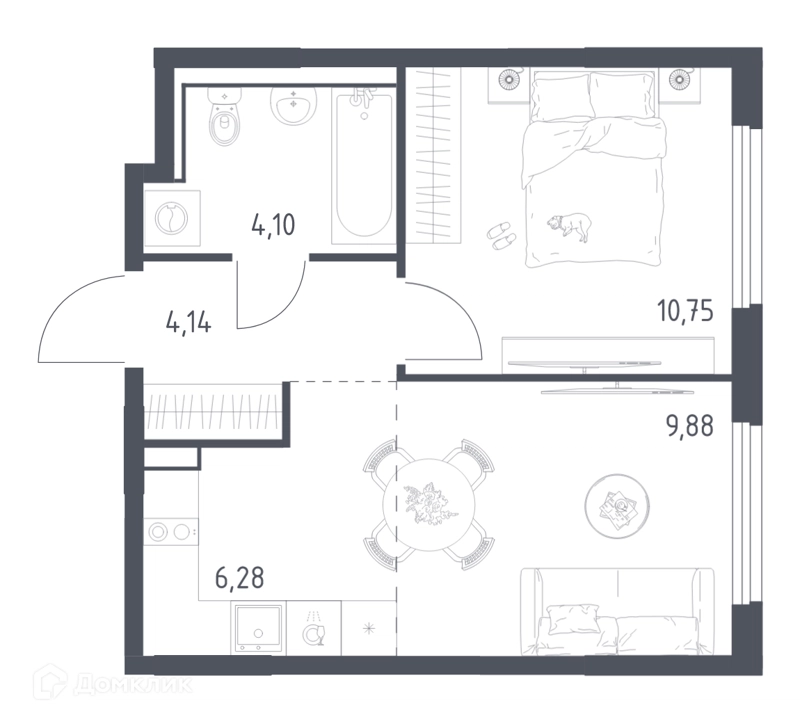 1-комнатная квартира 35.15 м² Пригород Лесное