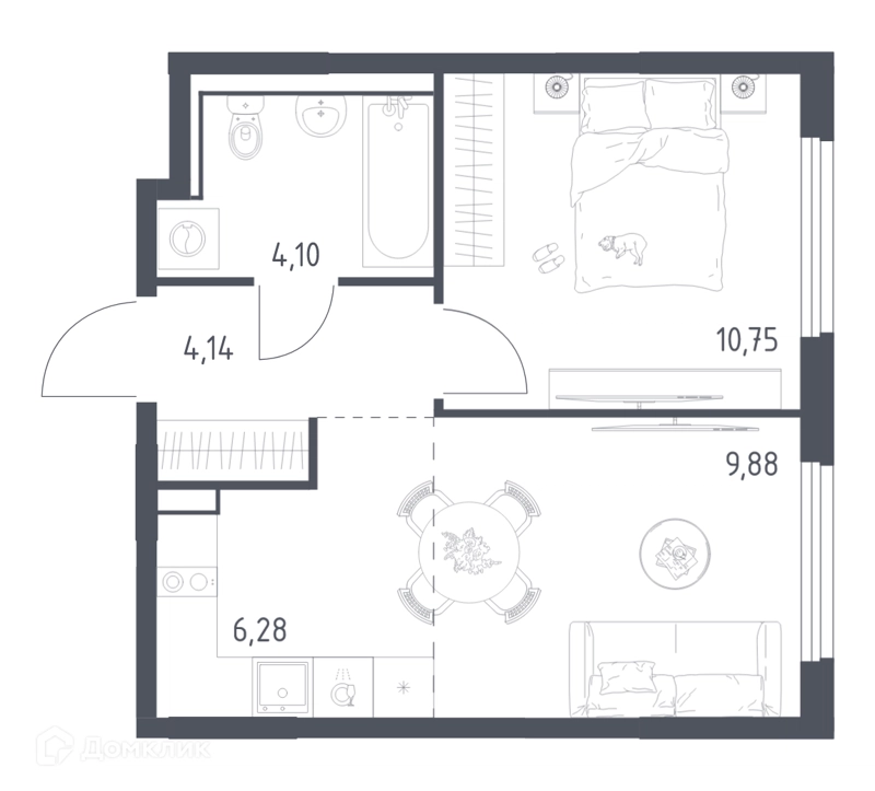 1-комнатная квартира 35.15 м² Пригород Лесное