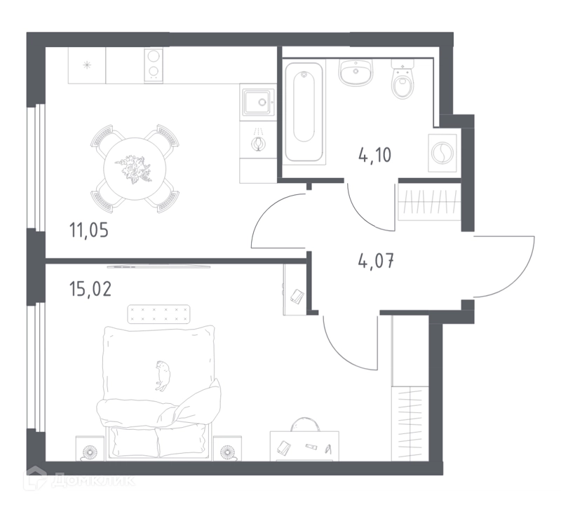 1-комнатная квартира 34.24 м² Пригород Лесное