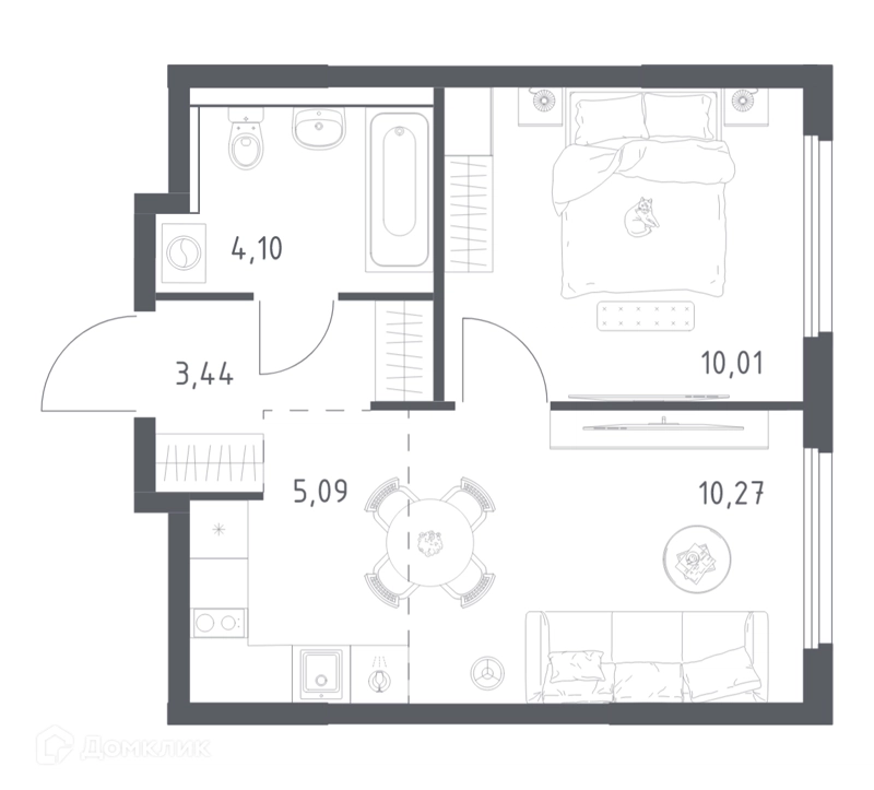 1-комнатная квартира 32.91 м² Пригород Лесное