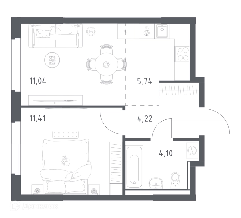 1-комнатная квартира 36.51 м² Пригород Лесное