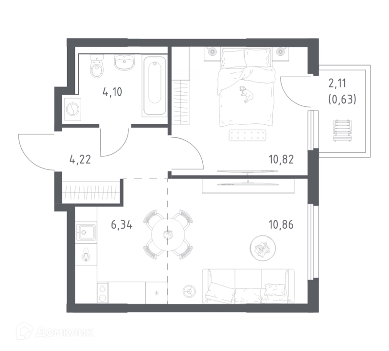 1-комнатная квартира 36.97 м² Пригород Лесное