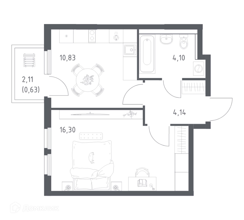 1-комнатная квартира 36 м² Пригород Лесное