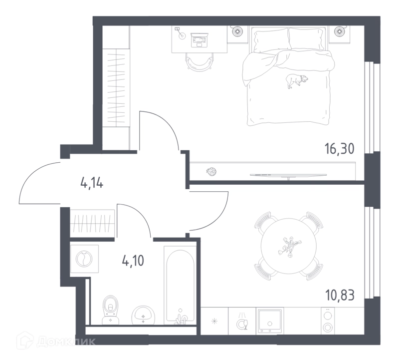 1-комнатная квартира 35.37 м² Пригород Лесное