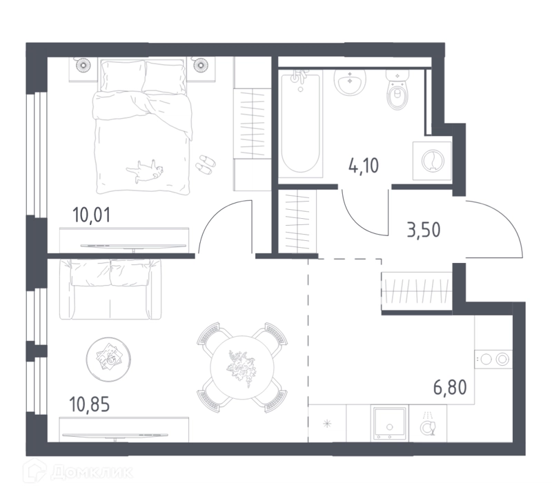 1-комнатная квартира 35.26 м² Пригород Лесное