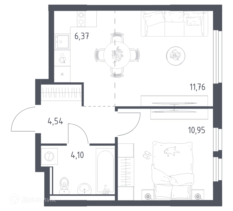 1-комнатная квартира 37.72 м² Пригород Лесное
