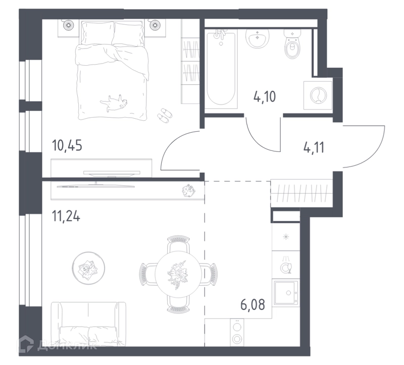 1-комнатная квартира 35.98 м² Пригород Лесное