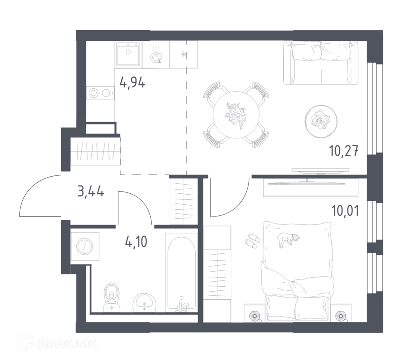 1-комнатная квартира 32.76 м² Пригород Лесное