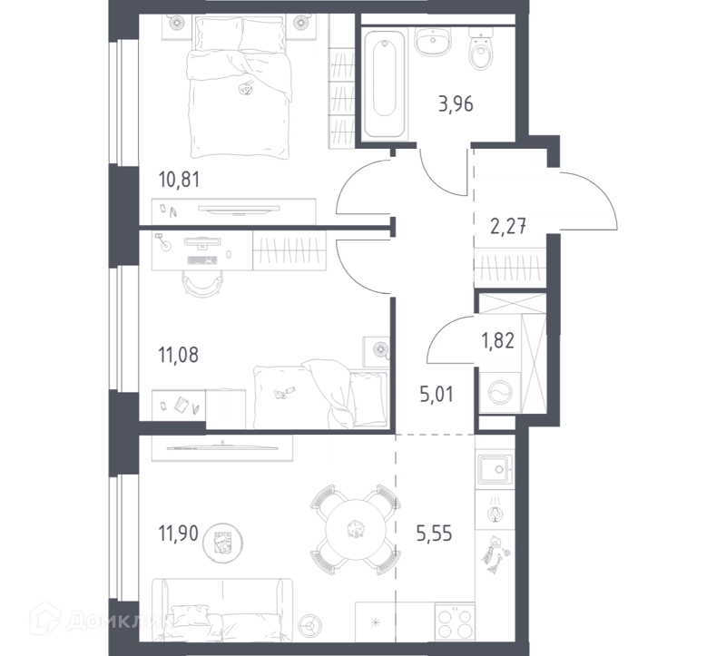 2-комнатная квартира 52.4 м² Пригород Лесное