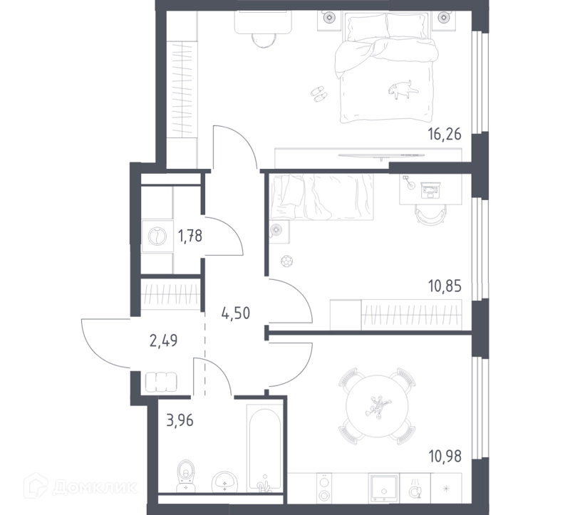 2-комнатная квартира 50.82 м² Пригород Лесное