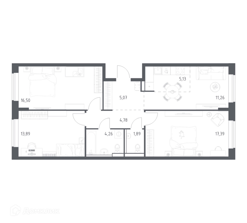 3-комнатная квартира 80.17 м² Пригород Лесное