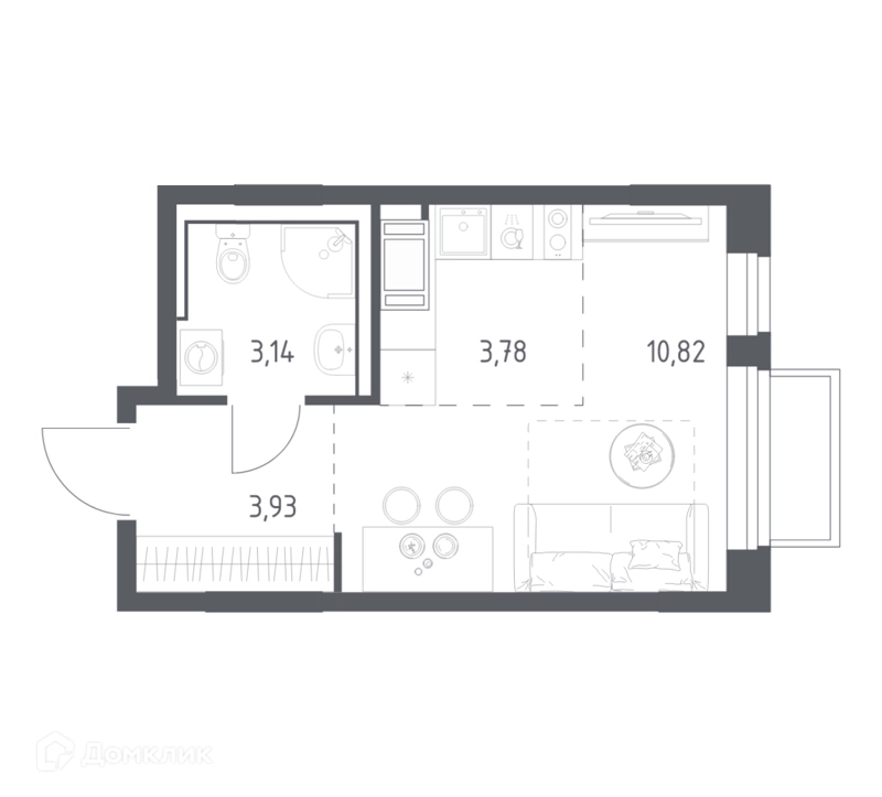 Студия 21.67 м² Томилино Парк