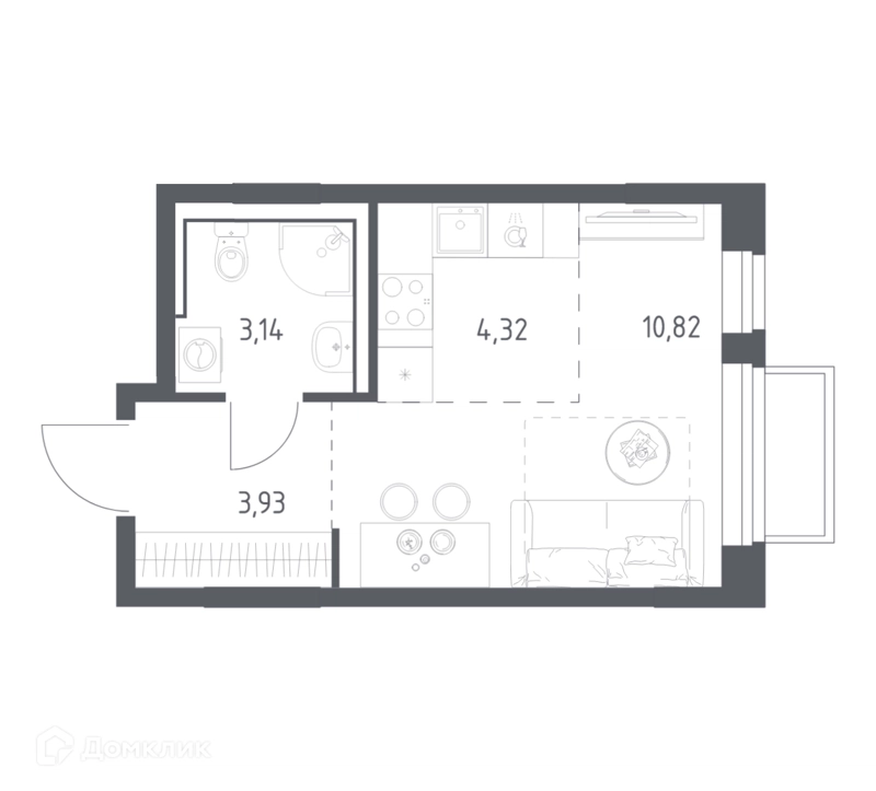 Студия 22.21 м² Томилино Парк