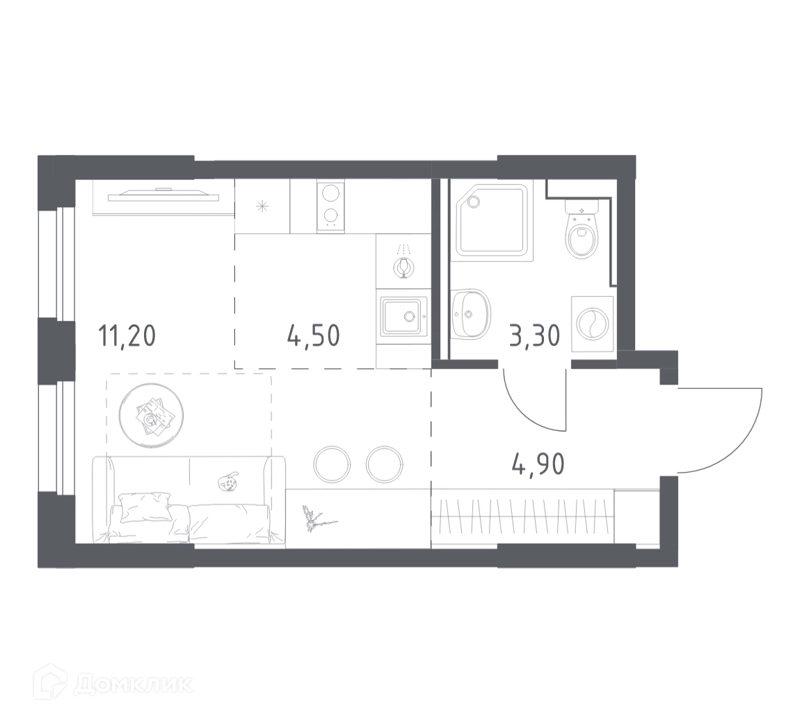 Студия 23.9 м² Химки Парк