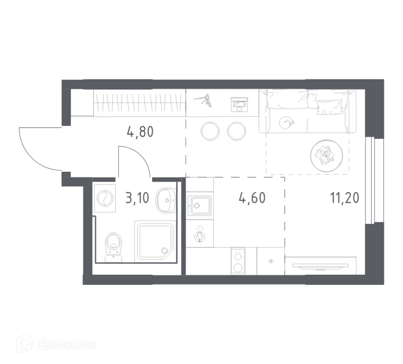 Студия 23.7 м² Химки Парк