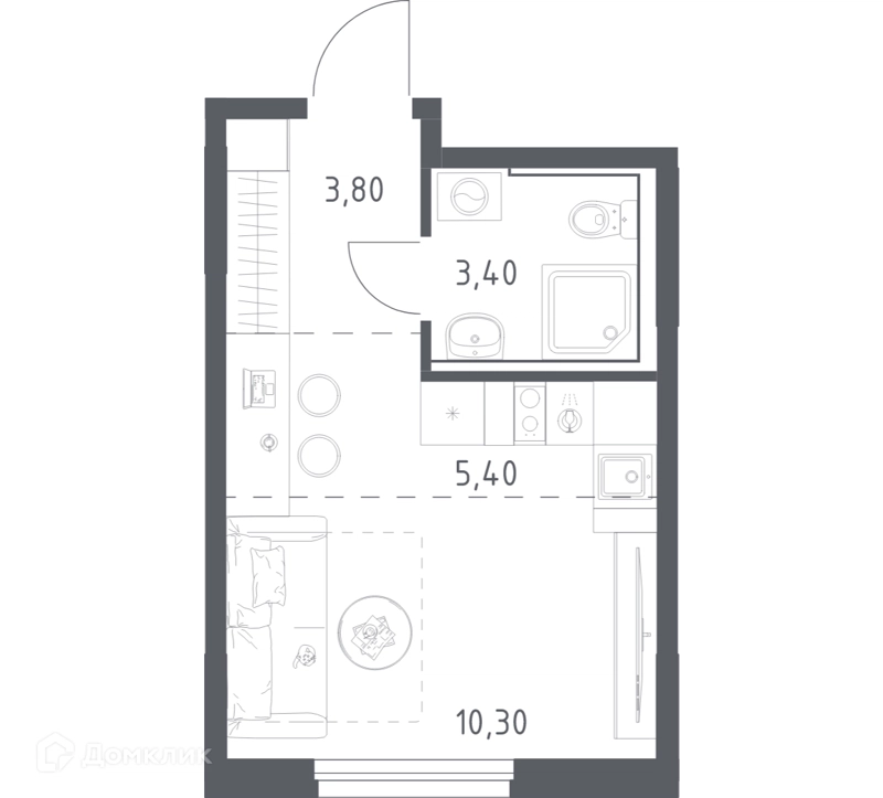 Студия 22.9 м² Химки Парк