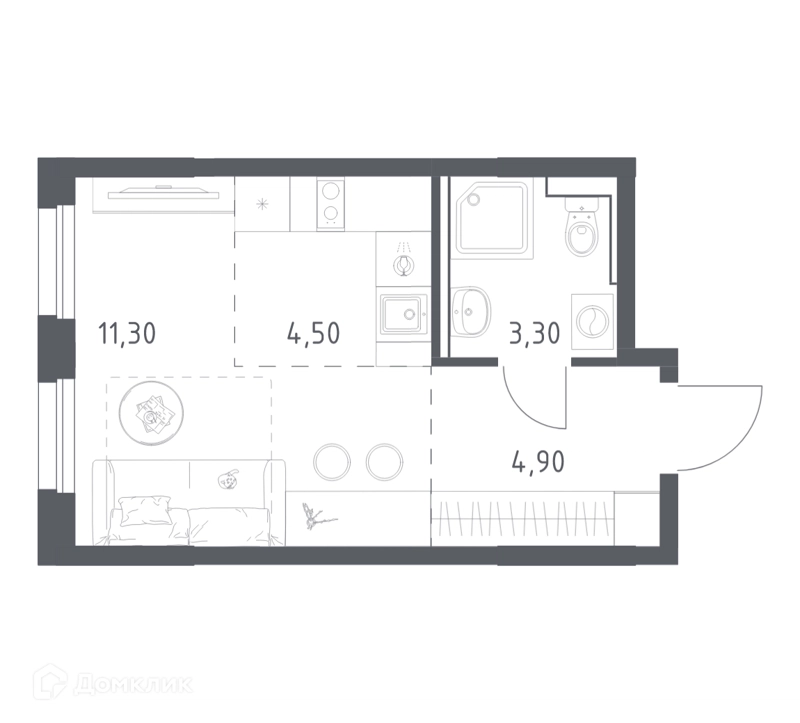 Студия 24 м² Химки Парк
