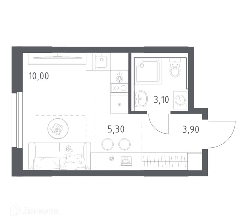 Студия 22.3 м² Химки Парк
