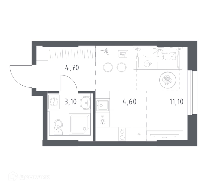 Студия 23.5 м² Химки Парк
