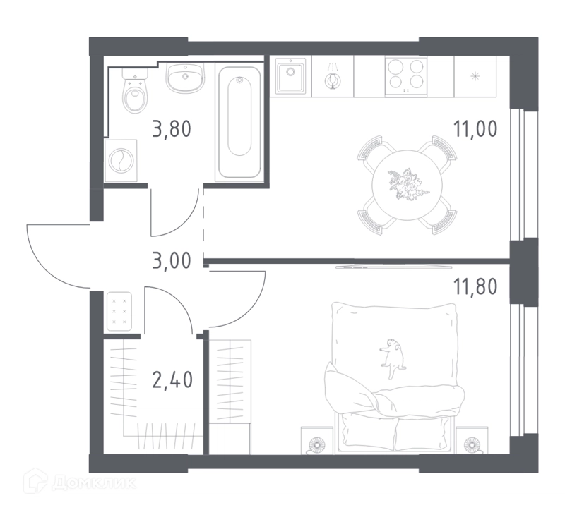 1-комнатная квартира 32 м² Химки Парк
