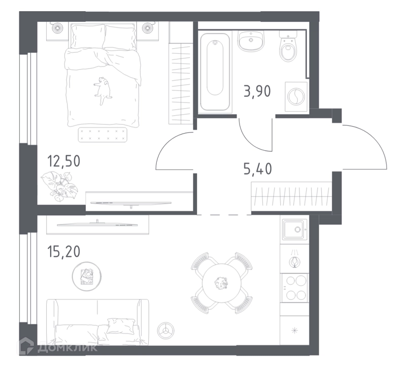 1-комнатная квартира 37 м² Химки Парк